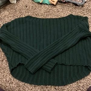 Express Green cropped sweater xs